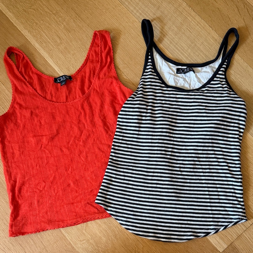J. Crew orange and Black Striped Tank Tops